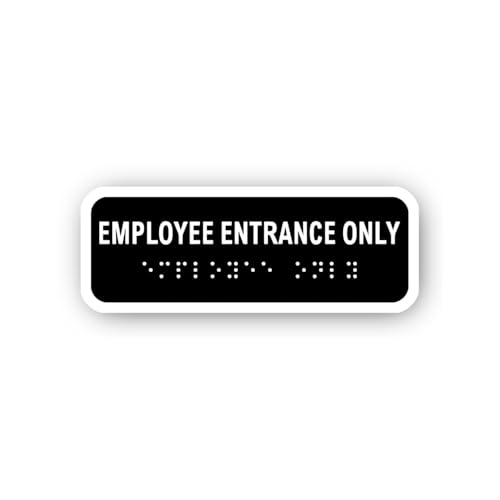2 (Pieces) 3" and 5" Employee Entrance Only Sign with Braille Sticker, Waterproof Vinyl Decals for M