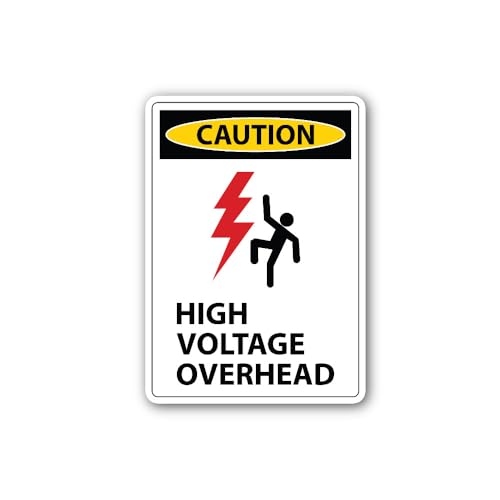 2 (Pieces) 3" and 5" High voltage overhead sign Sticker, Waterproof Vinyl Decals for Many Purpose Li