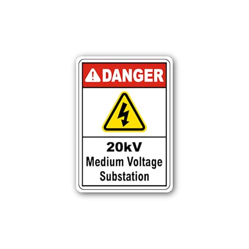 2 (Pieces) 3" and 5" High Voltage Electrical Substation Danger Sign Sticker, Waterproof Vinyl Decals
