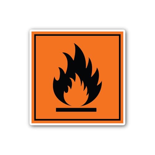 2 (Pieces) 3" and 5" Flammable red-Bordered Square Sticker, Waterproof Vinyl Decals for Many Purpose