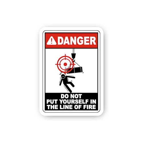 2 (Pieces) 3" and 5" Danger: Overhead Falling Object Sticker, Waterproof Vinyl Decals for Many Purpo