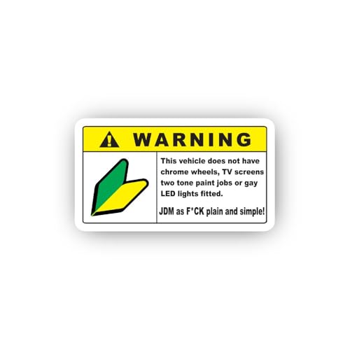 2 (Pieces) 3" and 5" Warning JDM Plain and Simple Sticker, Waterproof Vinyl Decals for Many Purpose