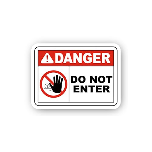 2 (Pieces) 3" and 5" Danger Do Not Enter Stop Hand Symbol Sticker, Waterproof Vinyl Decals for Many