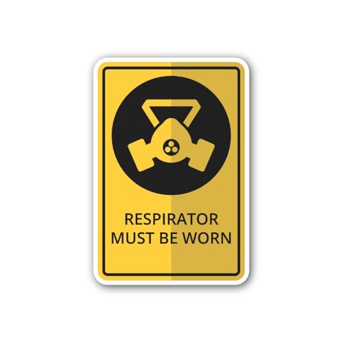 2 (Pieces) 3" and 5" Respirator Must Be Worn Sign Sticker, Waterproof Vinyl Decals for Many Purpose