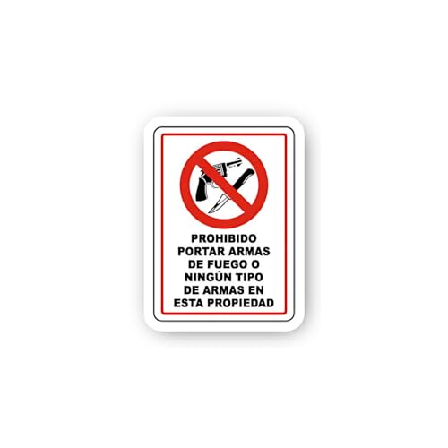 2 (Pieces) 3" and 5" Spanish No Firearms or Any Weapons Sticker, Waterproof Vinyl Decals for Many Pu