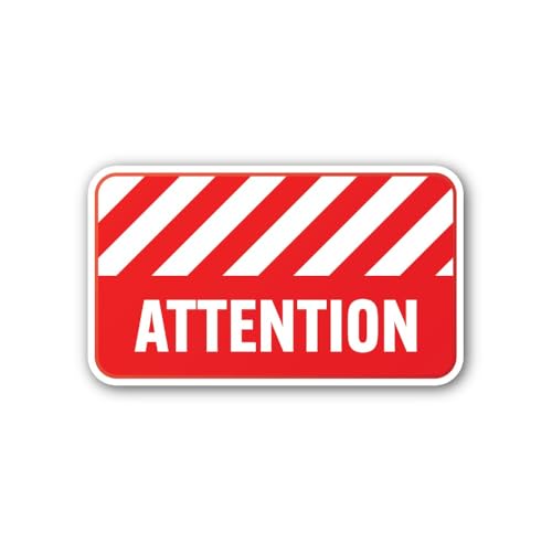 2 (Pieces) 3" and 5" Attention Sticker, Waterproof Vinyl Decals for Many Purpose Like Cars, Trucks,