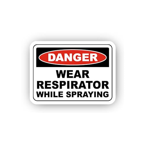 2 (Pieces) 3" and 5" Danger Respirator Spraying Alert Sticker, Waterproof Vinyl Decals for Many Purp