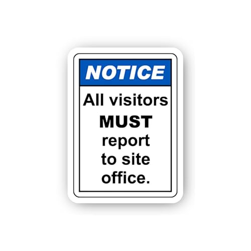 2 (Pieces) 3" and 5" English Site Office Visitor Notice Sticker, Waterproof Vinyl Decals for Many Pu