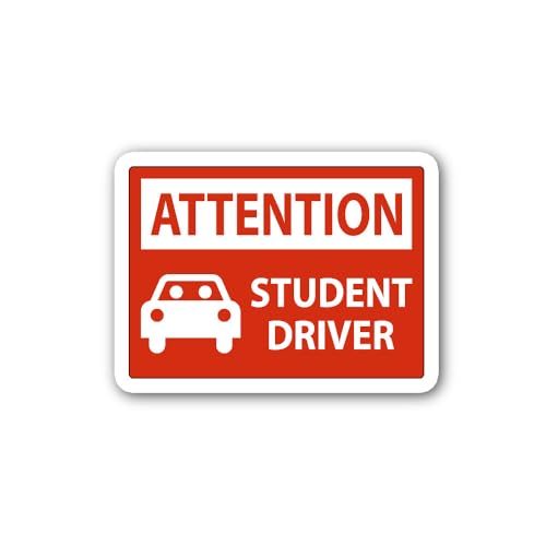 2 (Pieces) 3" and 5" Attention Student Driver Sticker, Waterproof Vinyl Decals for Many Purpose Like