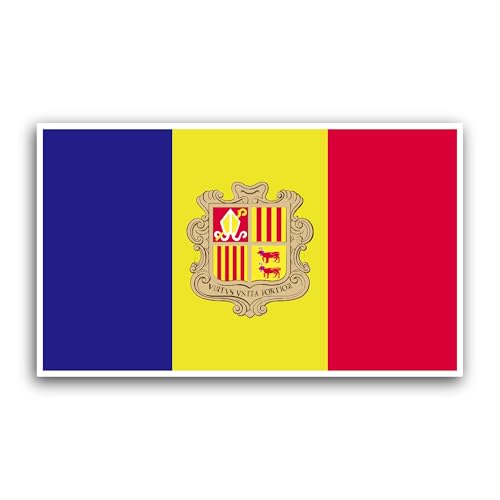 2 (Pieces) 3" and 5" Andorra Flag Sticker, Waterproof Vinyl Decals for Many Purpose Like Cars, Truck