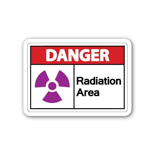 2 (Pieces) 3" and 5" Rrd Colour Danger Radiation Area Sticker, Waterproof Vinyl Decals for Many Purp