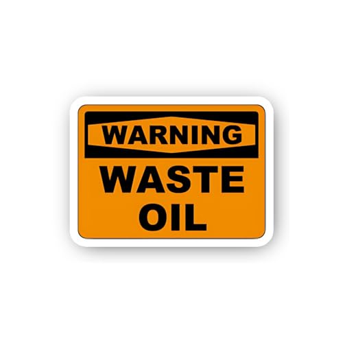 2 (Pieces) 3" and 5" Orange Waste Oil Warning Sticker, Waterproof Vinyl Decals for Many Purpose Like