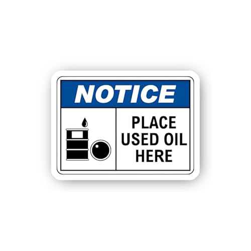 2 (Pieces) 3" and 5" Used Oil Collection Point Notice Sticker, Waterproof Vinyl Decals for Many Purp