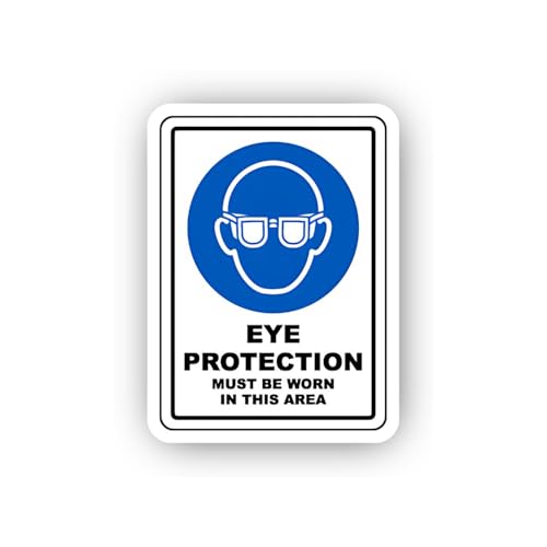 2 (Pieces) 3" and 5" Mandatory Eye Protection Pictogram Sticker, Waterproof Vinyl Decals for Many Pu
