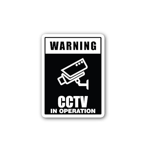 2 (Pieces) 3" and 5" CCTV in Operation Sign Sticker, Waterproof Vinyl Decals for Many Purpose Like C