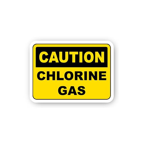 2 (Pieces) 3" and 5" Caution Chlorine Gas Sticker, Waterproof Vinyl Decals for Many Purpose Like Car