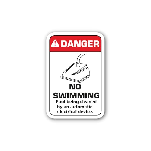 2 (Pieces) 3" and 5" Danger: No Swimming Pool Being Cleaned Sign Sticker, Waterproof Vinyl Decals fo