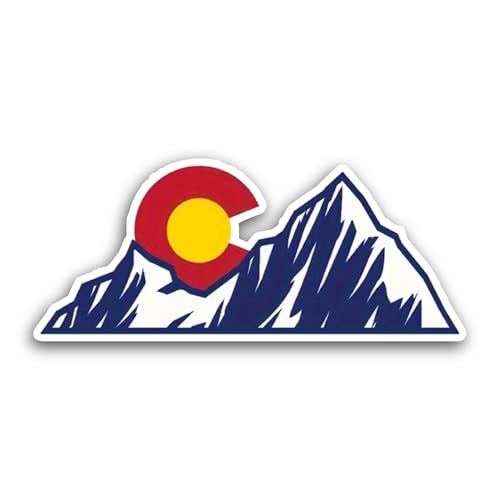 2 (Pieces) 3" and 5" C0lorado Mountain Sun Sticker, Waterproof Vinyl Decals for Many Purpose Like Ca