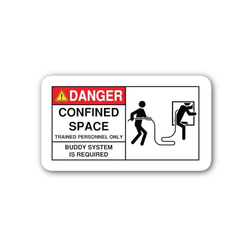 2 (Pieces) 3" and 5" Danger Label - Confined Space Do Not Enter Sticker, Waterproof Vinyl Decals for