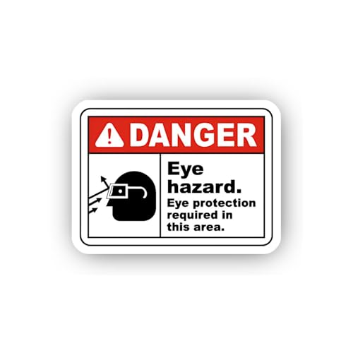2 (Pieces) 3" and 5" Eye Hazard Protection Required Sticker, Waterproof Vinyl Decals for Many Purpos