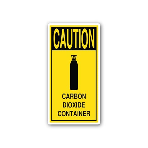 2 (Pieces) 3" and 5" Caution Carbon Dioxide Container Sticker, Waterproof Vinyl Decals for Many Purp