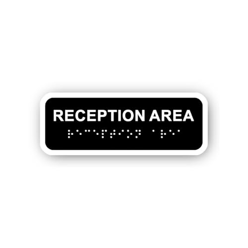 2 (Pieces) 3" and 5" Reception Area Sign with Braille Sticker, Waterproof Vinyl Decals for Many Purp