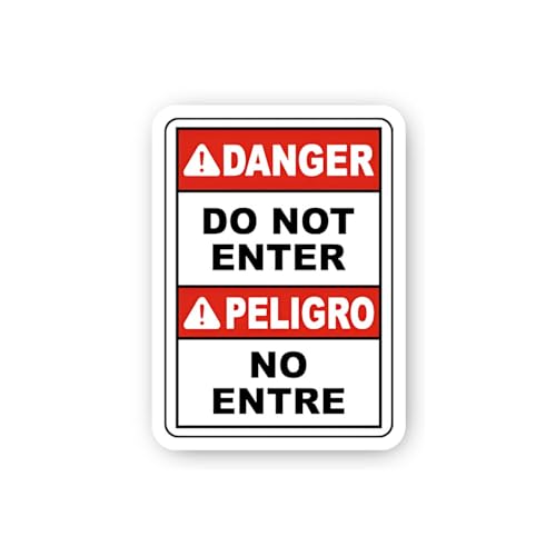 2 (Pieces) 3" and 5" Bilingual Danger Do Not Enter Sticker, Waterproof Vinyl Decals for Many Purpose