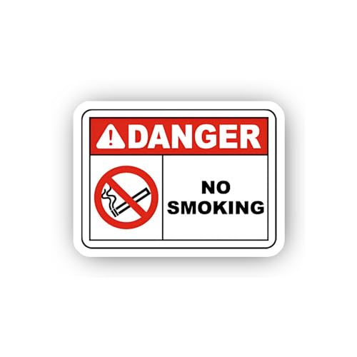 2 (Pieces) 3" and 5" Danger Smoking Prohibited Sticker, Waterproof Vinyl Decals for Many Purpose Lik