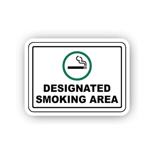 2 (Pieces) 3" and 5" Horizontal Designated Smoking Area Sign Sticker, Waterproof Vinyl Decals for Ma