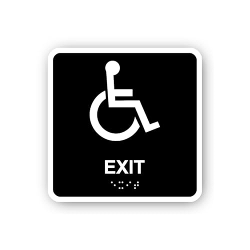 2 (Pieces) 3" and 5" Accessible Exit with Braille Sticker, Waterproof Vinyl Decals for Many Purpose