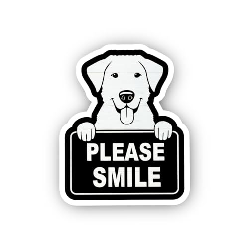 2 (Pieces) 3" and 5" Smiling Dog Sign Sticker, Waterproof Vinyl Decals for Many Purpose Like Cars, T
