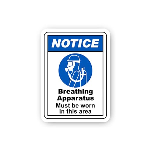 2 (Pieces) 3" and 5" Notice: Breathing Apparatus Required Sticker, Waterproof Vinyl Decals for Many