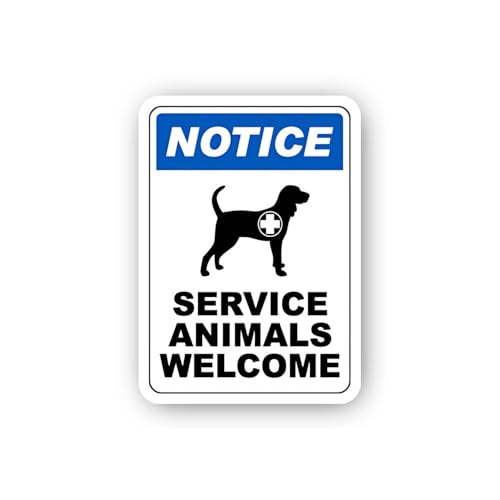 2 (Pieces) 3" and 5" Notice Service Animals Welcome Sticker, Waterproof Vinyl Decals for Many Purpos