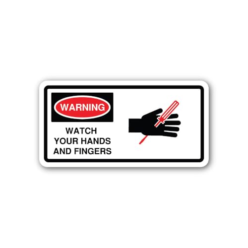 2 (Pieces) 3" and 5" Sharp Tool Injury Precaution Sticker, Waterproof Vinyl Decals for Many Purpose