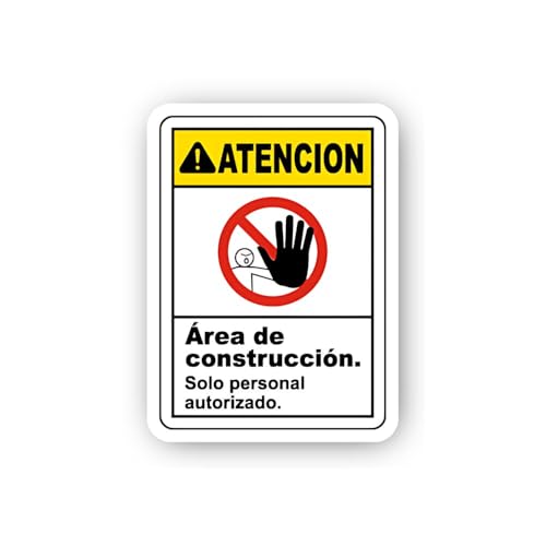 2 (Pieces) 3" and 5" Spanish Vertical Yellow Attention Sign Sticker, Waterproof Vinyl Decals for Man