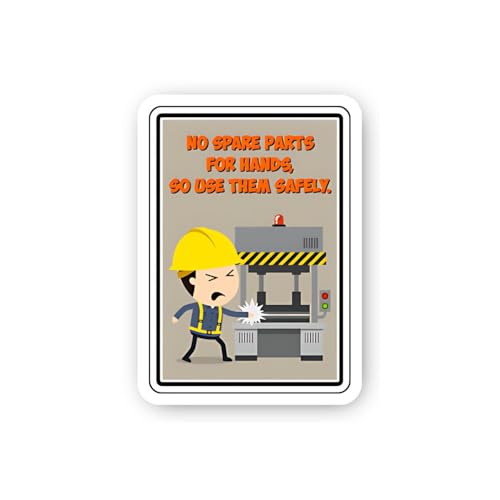2 (Pieces) 3" and 5" Machine Safety: Use Your Hands Safely Sticker, Waterproof Vinyl Decals for Many