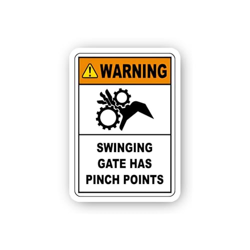 2 (Pieces) 3" and 5" Swinging Gate Pinch Hazard Sticker, Waterproof Vinyl Decals for Many Purpose Li