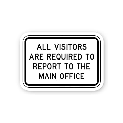 2 (Pieces) 3" and 5" Visitors Must Report to Main Office Sticker, Waterproof Vinyl Decals for Many P