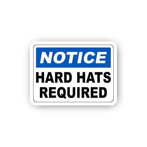2 (Pieces) 3" and 5" Hard Hats Required Notice Sticker, Waterproof Vinyl Decals for Many Purpose Lik
