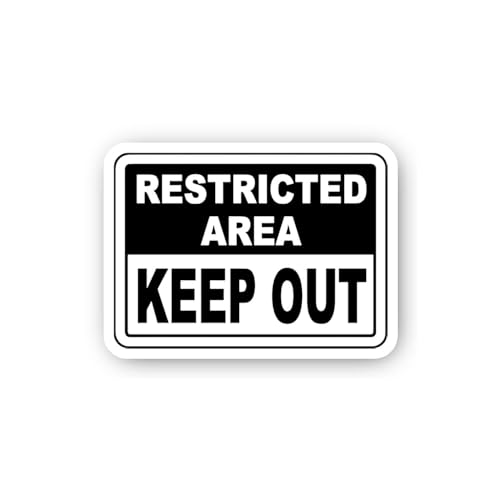 2 (Pieces) 3" and 5" Restricted Area Keep Out Black and White Sticker, Waterproof Vinyl Decals for M