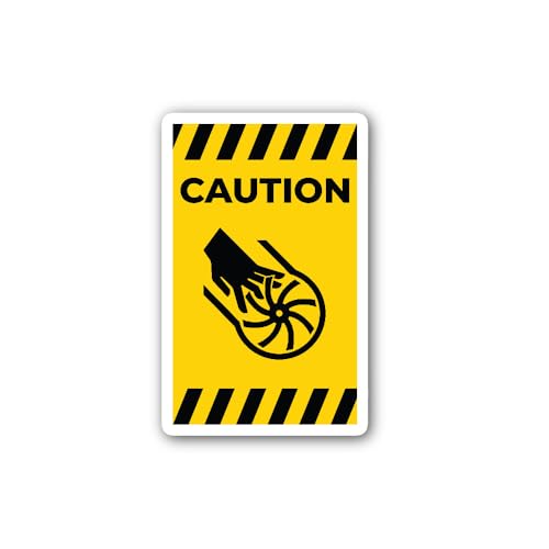 2 (Pieces) 3" and 5" Cutting of Fingers Impeller Blade Symbol Sign Sticker, Waterproof Vinyl Decals