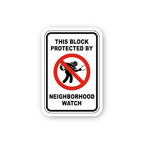 2 (Pieces) 3" and 5" Block Protected by Neighborhood Watch Sticker, Waterproof Vinyl Decals for Many