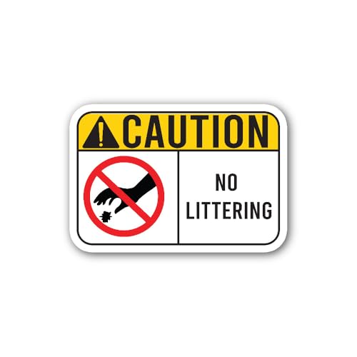 2 (Pieces) 3" and 5" No Littering Sign Sticker, Waterproof Vinyl Decals for Many Purpose Like Cars,