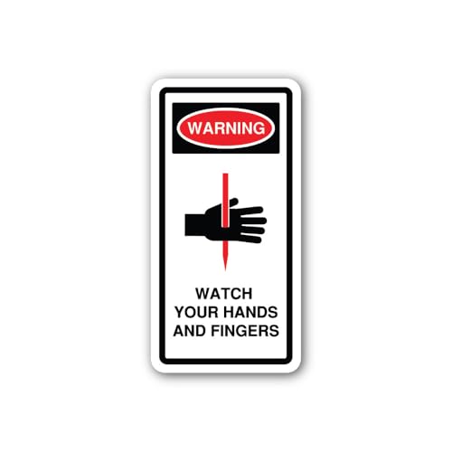 2 (Pieces) 3" and 5" Keep Hands Clear of Closing Mechanism Sticker, Waterproof Vinyl Decals for Many