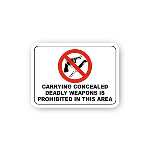 2 (Pieces) 3" and 5" Carrying Concealed Deadly Weapons Prohibited Sticker, Waterproof Vinyl Decals f