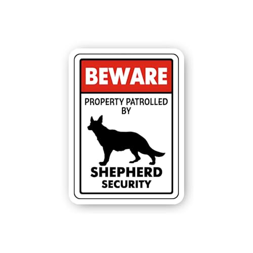 2 (Pieces) 3" and 5" Beware: Property Patrolled by Shepherd Security Sticker, Waterproof Vinyl Decal