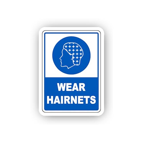 2 (Pieces) 3" and 5" Blue Mandatory Hairnet Requirement Sticker, Waterproof Vinyl Decals for Many Pu