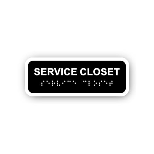 2 (Pieces) 3" and 5" Service Closet Sign with Braille Sticker, Waterproof Vinyl Decals for Many Purp