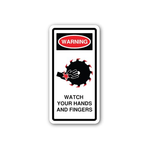 2 (Pieces) 3" and 5" Saw Blade Amputation Risk Sign Sticker, Waterproof Vinyl Decals for Many Purpos