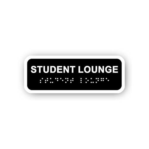2 (Pieces) 3" and 5" Student Lounge Text Sign with Braille Sticker, Waterproof Vinyl Decals for Many